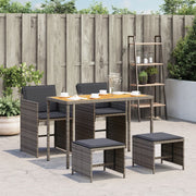 Tuinset 5-delig poly rattan grijs met kussens