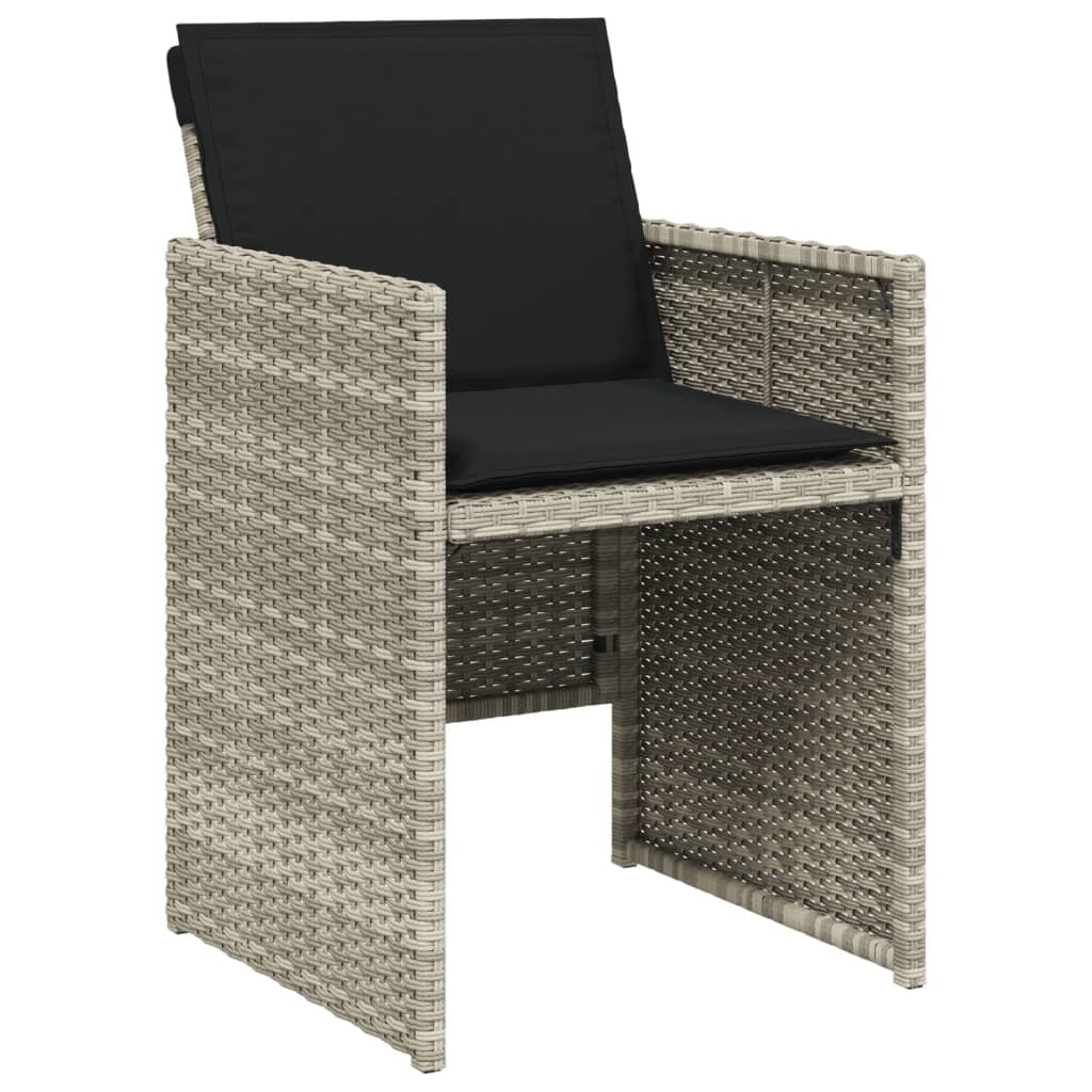 5-delige Tuinset met kussens poly rattan lichtgrijs