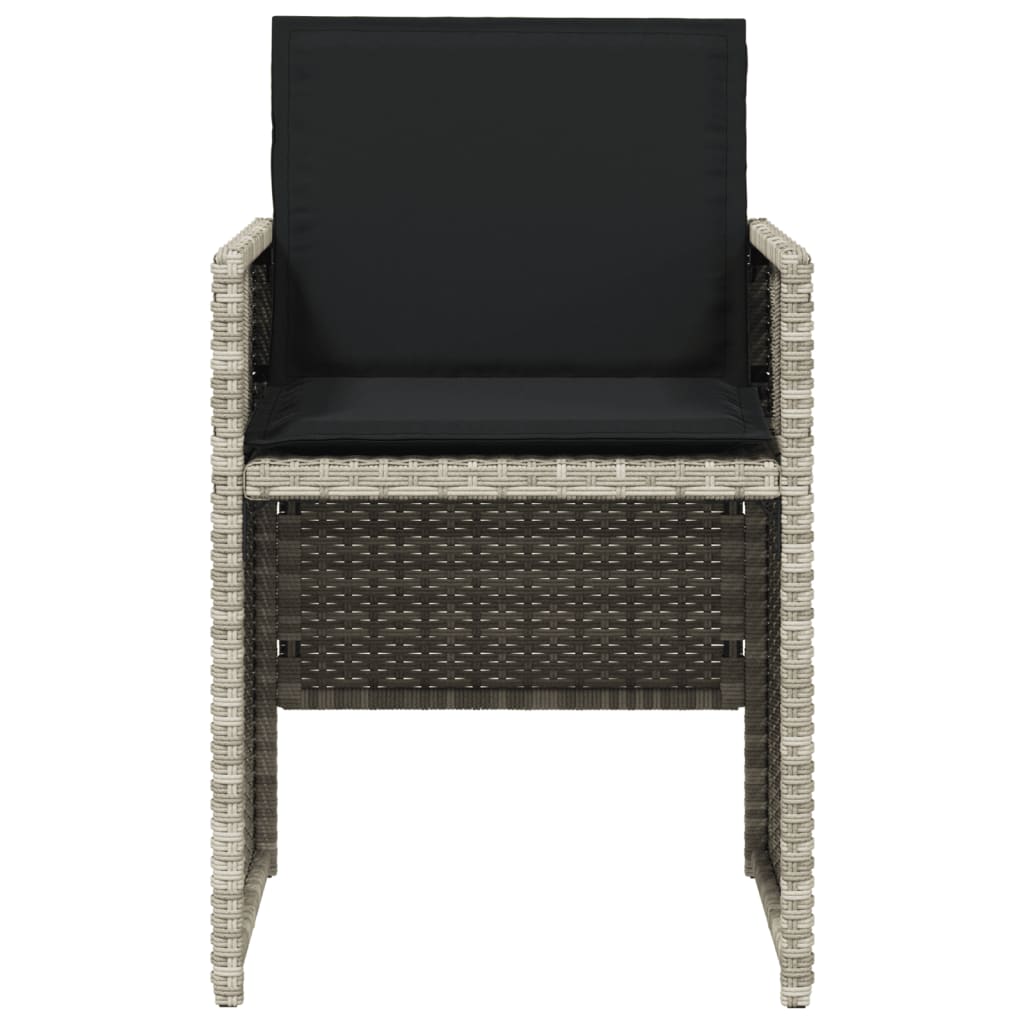 5-delige Tuinset met kussens poly rattan lichtgrijs