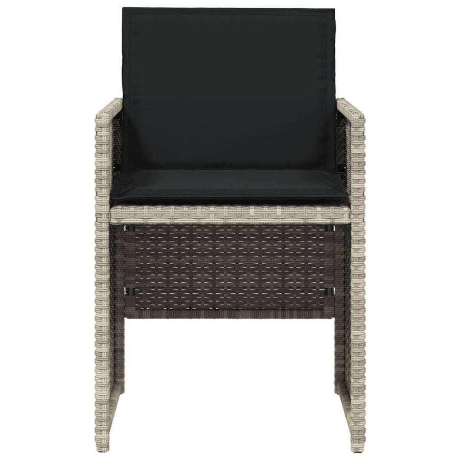 5-delige Tuinset met kussens poly rattan lichtgrijs