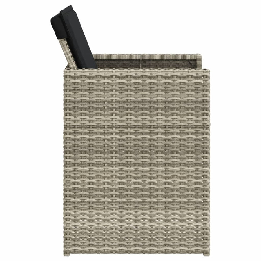 5-delige Tuinset met kussens poly rattan lichtgrijs