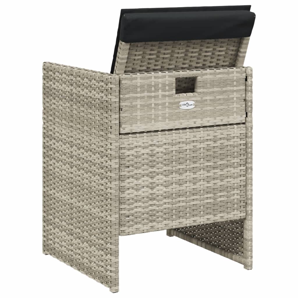 5-delige Tuinset met kussens poly rattan lichtgrijs