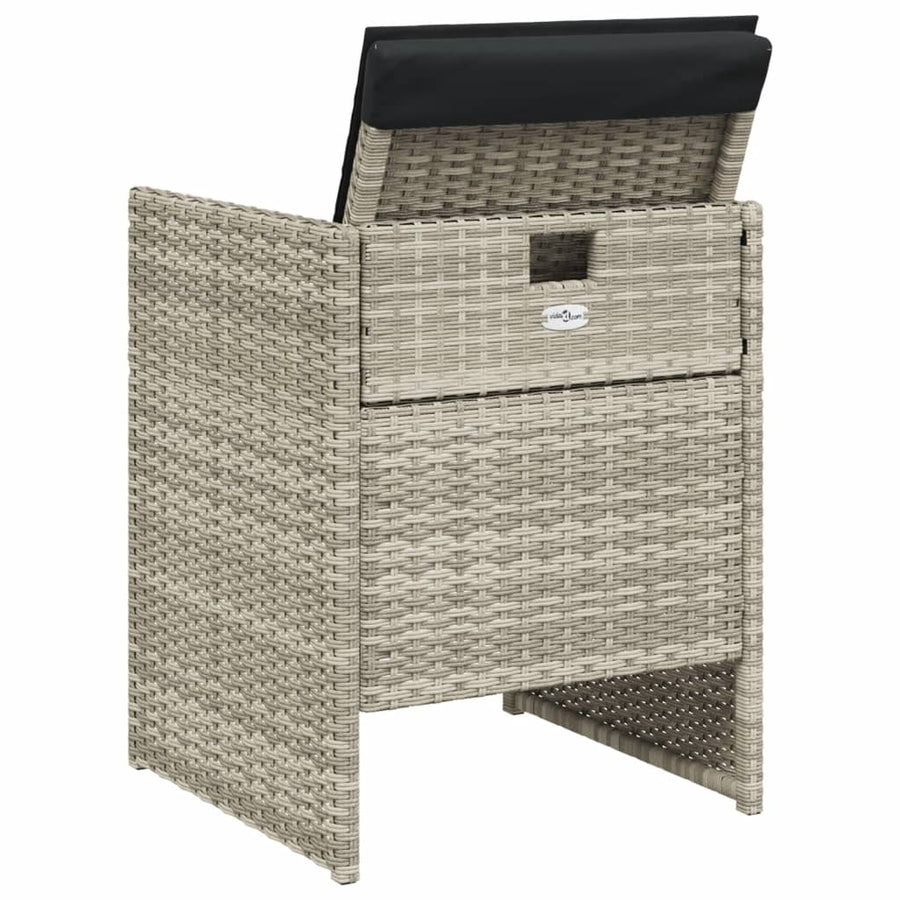 5-delige Tuinset met kussens poly rattan lichtgrijs
