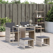 Tuinset 5-delig poly rattan lichtgrijs met kussens