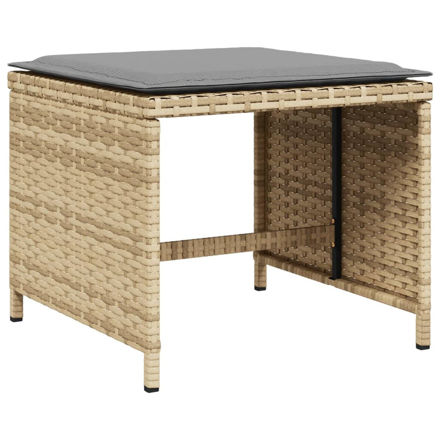 5-delige Tuinset met kussens poly rattan gemengd beige