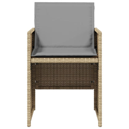 5-delige Tuinset met kussens poly rattan gemengd beige