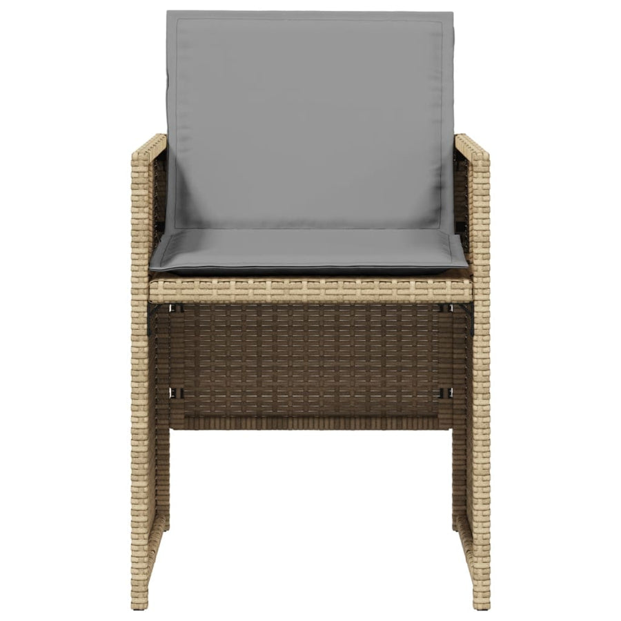 5-delige Tuinset met kussens poly rattan gemengd beige