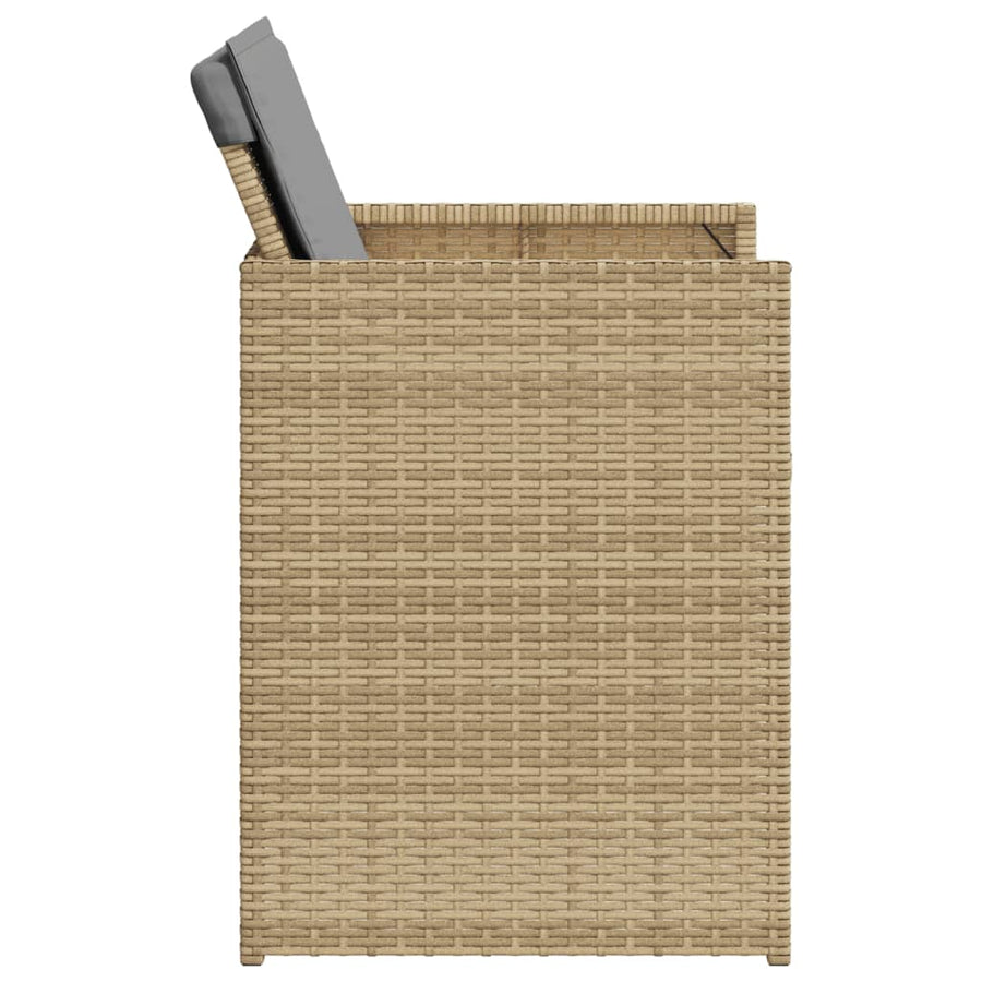 5-delige Tuinset met kussens poly rattan gemengd beige