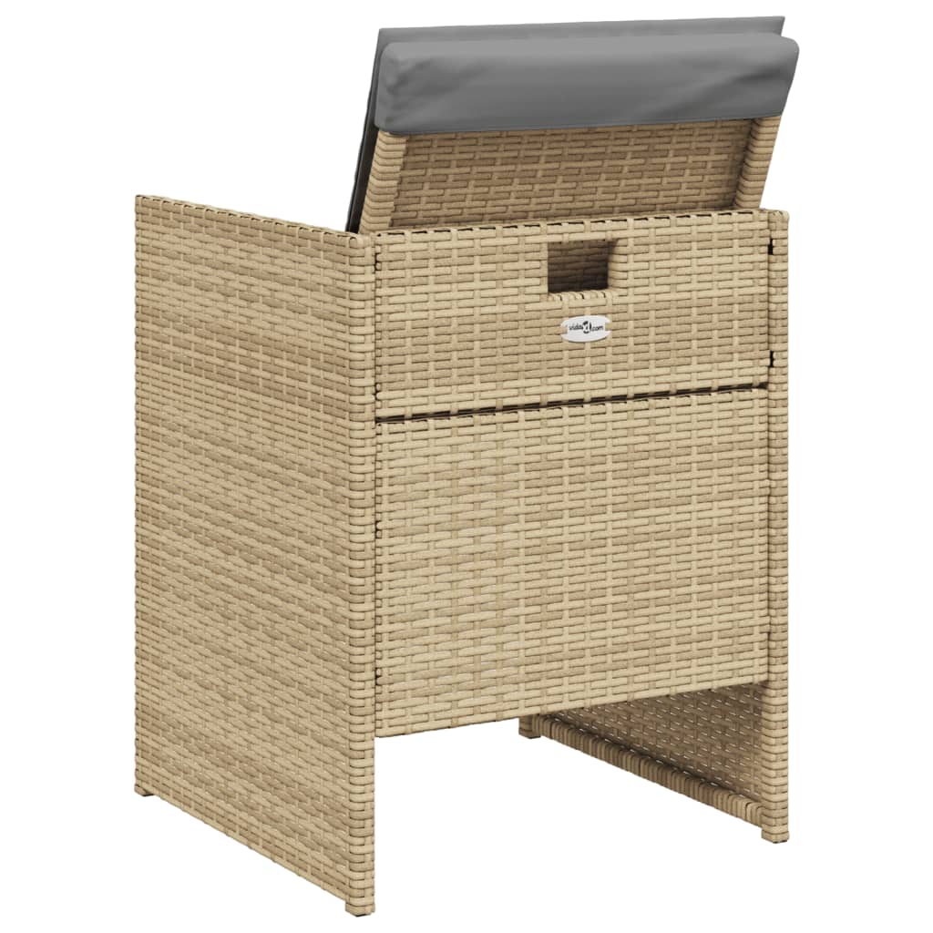 5-delige Tuinset met kussens poly rattan gemengd beige
