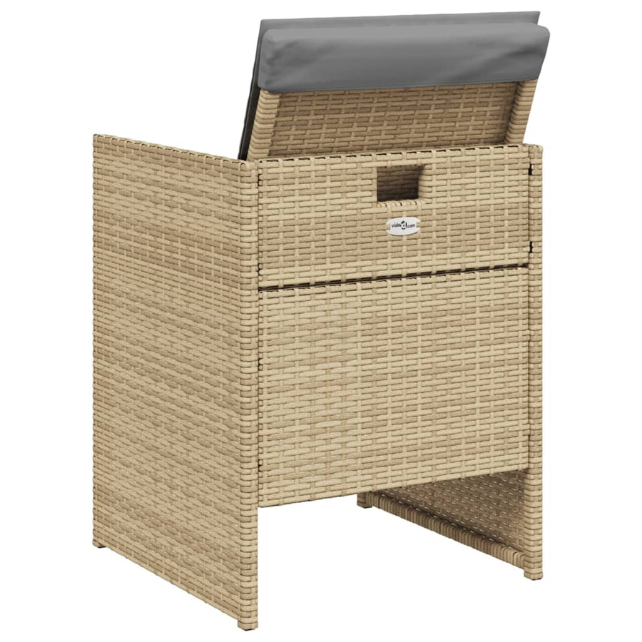 5-delige Tuinset met kussens poly rattan gemengd beige