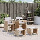 5-piece Garden Set with Cushions Poly Rattan Mixed Beige