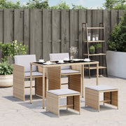 Tuinset 5-delig poly rattan gemengd beige