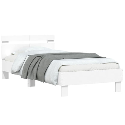 Bedframe Met Hoofdbord Bewerkt Hout Wit 100 x 200 cm