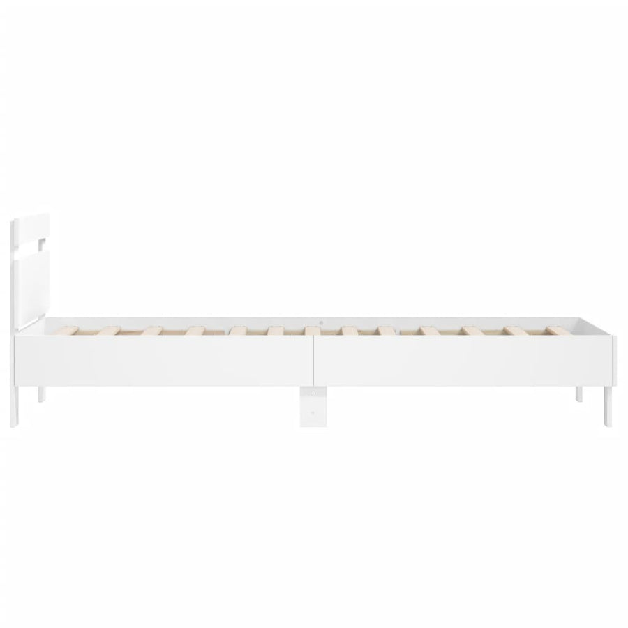 Bedframe Met Hoofdbord Bewerkt Hout Wit 100 x 200 cm
