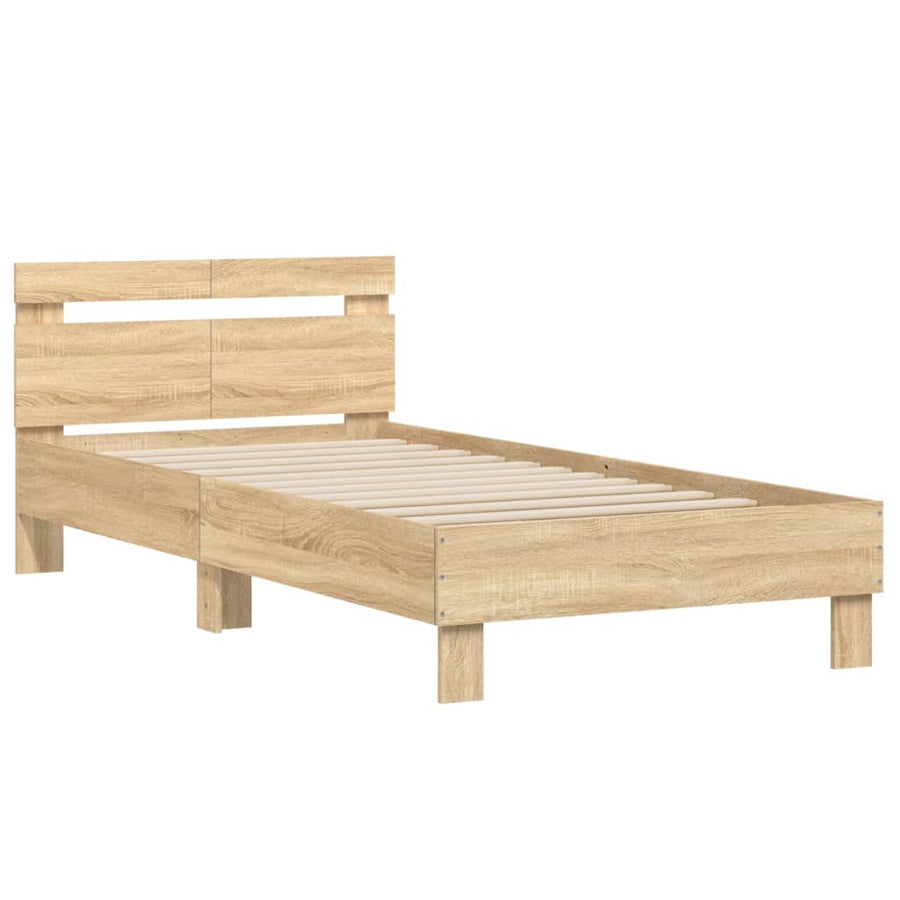 Bedframe Met Hoofdeinde Bewerkt Hout Sonoma eiken 100 x 200 cm