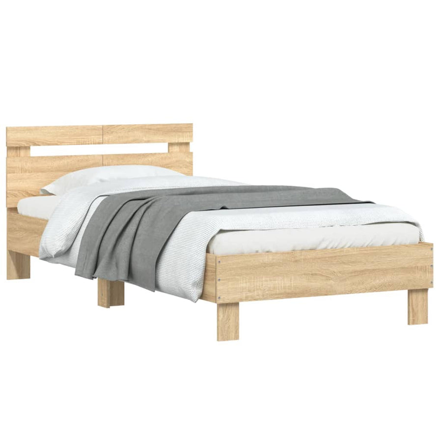 Bedframe Met Hoofdeinde Bewerkt Hout Sonoma eiken 100 x 200 cm