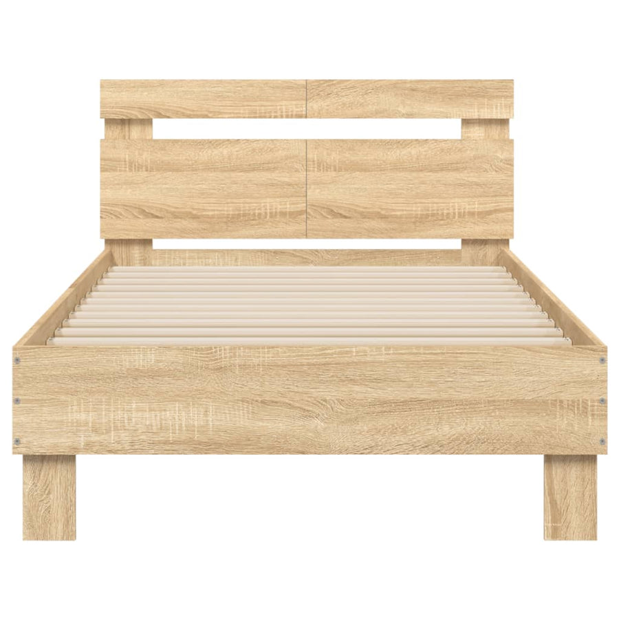 Bedframe Met Hoofdeinde Bewerkt Hout Sonoma eiken 100 x 200 cm