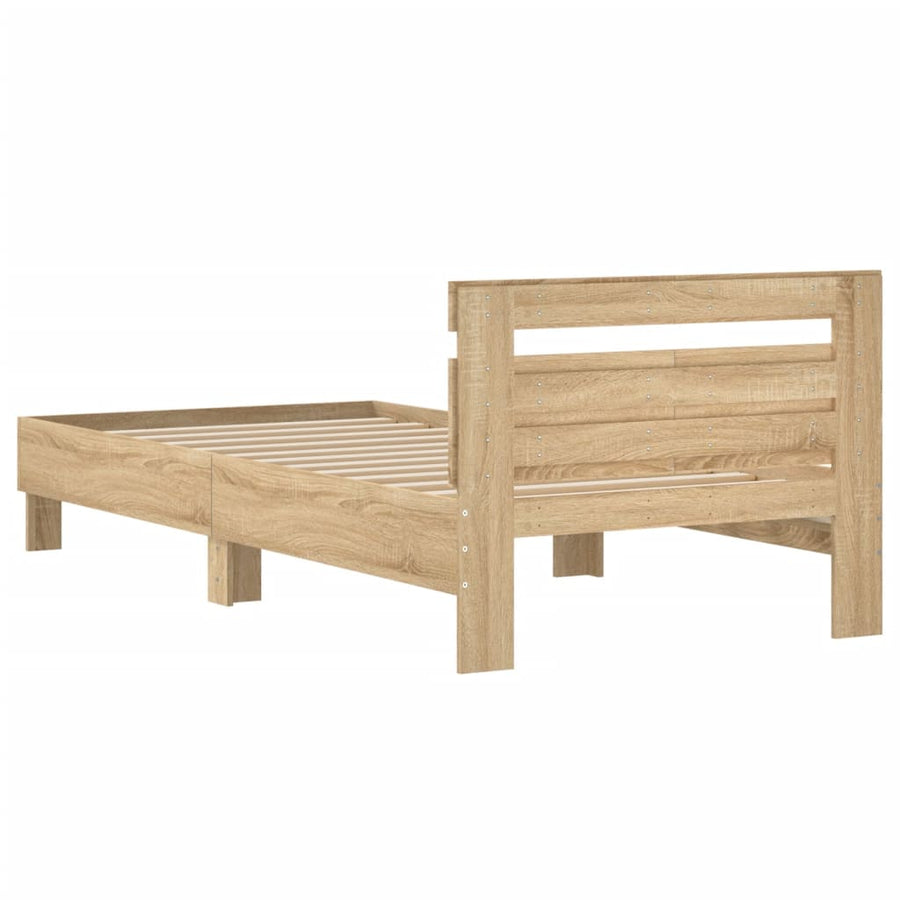 Bedframe Met Hoofdeinde Bewerkt Hout Sonoma eiken 100 x 200 cm
