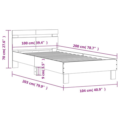 Bedframe Met Hoofdeinde Bewerkt Hout Sonoma eiken 100 x 200 cm