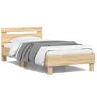 Bedframe Met Hoofdeinde Bewerkt Hout Sonoma eiken 100 x 200 cm