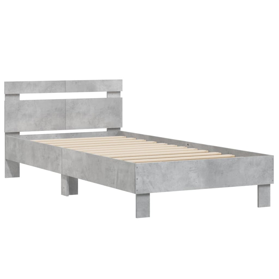 Bedframe Met Hoofdeinde Bewerkt Hout Betongrijs 100 x 200 cm