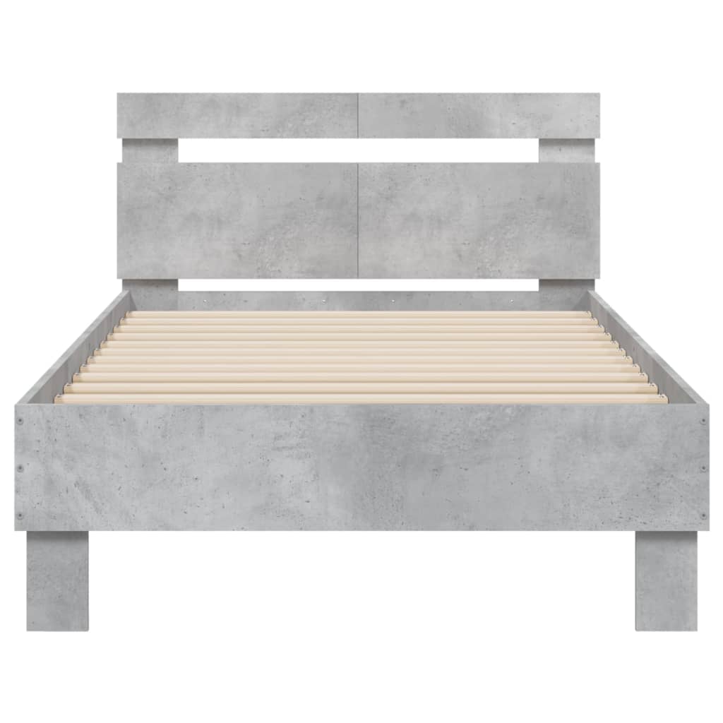 Bedframe Met Hoofdeinde Bewerkt Hout Betongrijs 100 x 200 cm