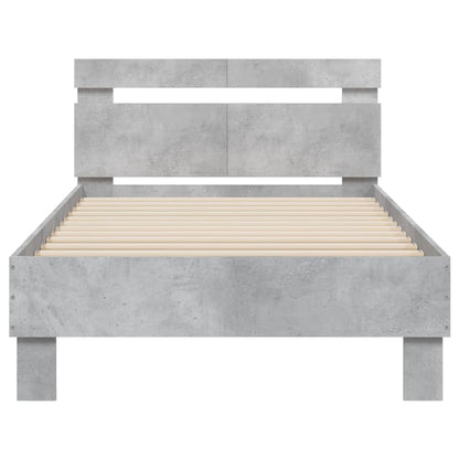 Bedframe Met Hoofdeinde Bewerkt Hout Betongrijs 100 x 200 cm