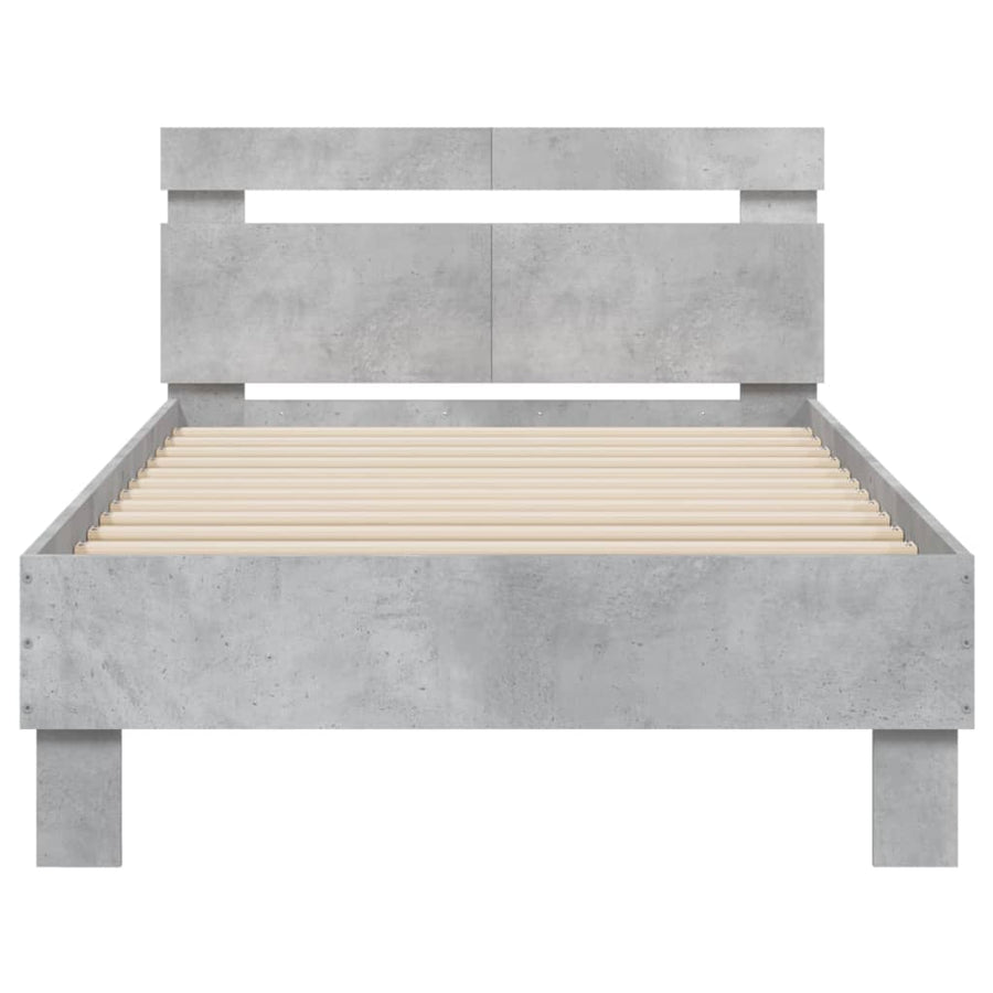 Bedframe Met Hoofdeinde Bewerkt Hout Betongrijs 100 x 200 cm