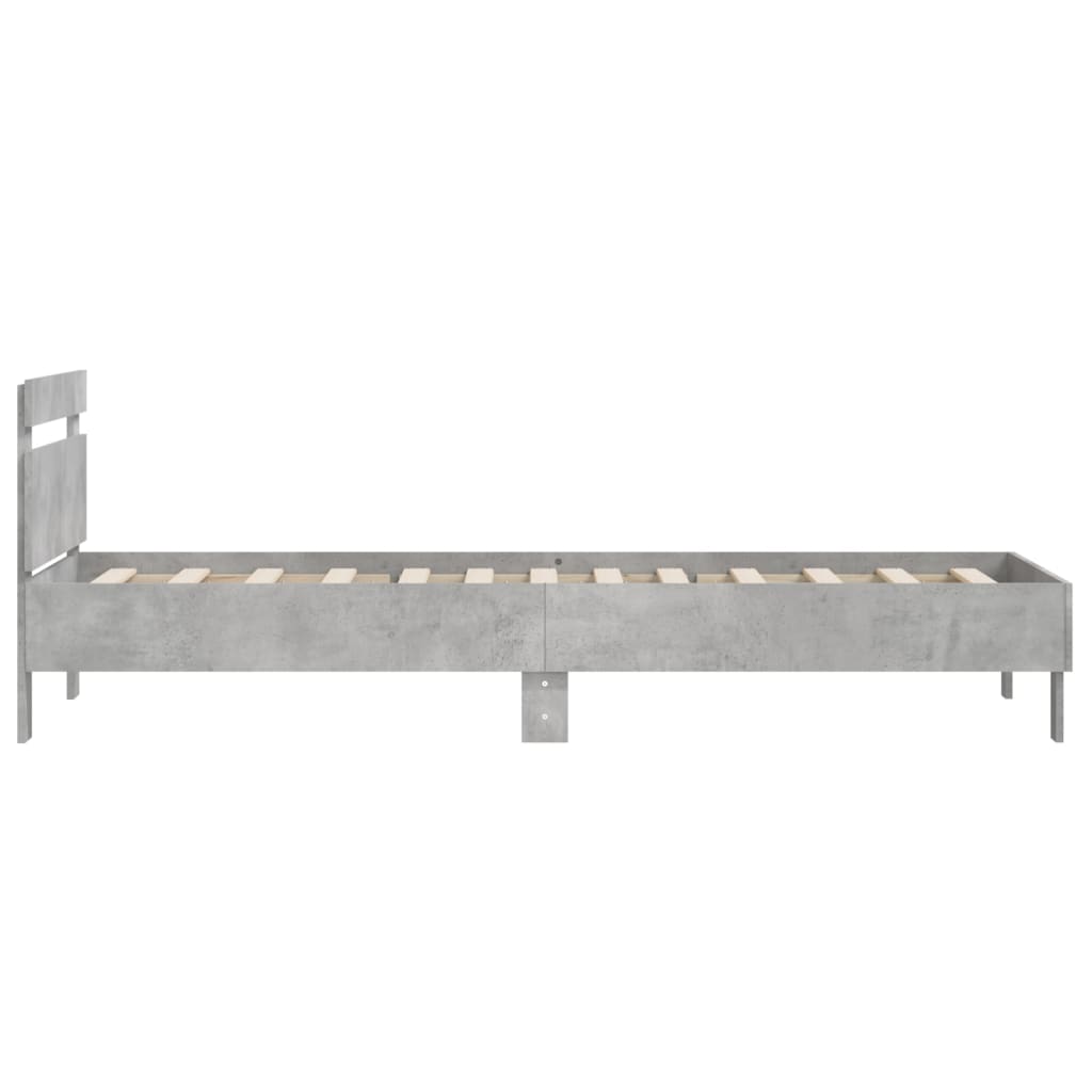 Bedframe Met Hoofdeinde Bewerkt Hout Betongrijs 100 x 200 cm