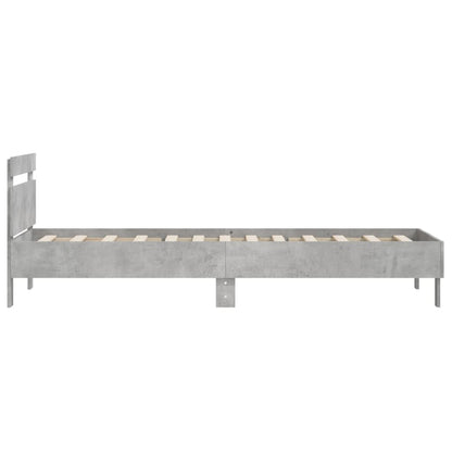 Bedframe Met Hoofdeinde Bewerkt Hout Betongrijs 100 x 200 cm