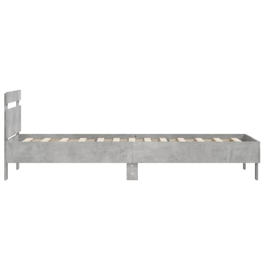 Bedframe Met Hoofdeinde Bewerkt Hout Betongrijs 100 x 200 cm