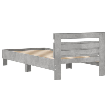 Bedframe Met Hoofdeinde Bewerkt Hout Betongrijs 100 x 200 cm