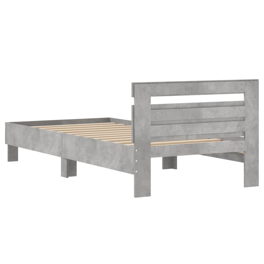 Bedframe Met Hoofdeinde Bewerkt Hout Betongrijs 100 x 200 cm