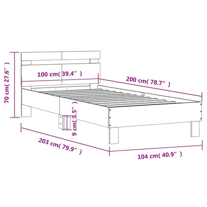 Bedframe Met Hoofdeinde Bewerkt Hout Gerookt eiken 100 x 200 cm