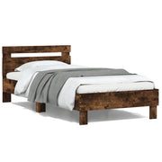 Bedframe 100x200 cm bewerkt hout gerookt eiken