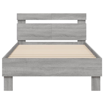 Bedframe Met Hoofdeinde Bewerkt Hout Grijs sonoma 100 x 200 cm