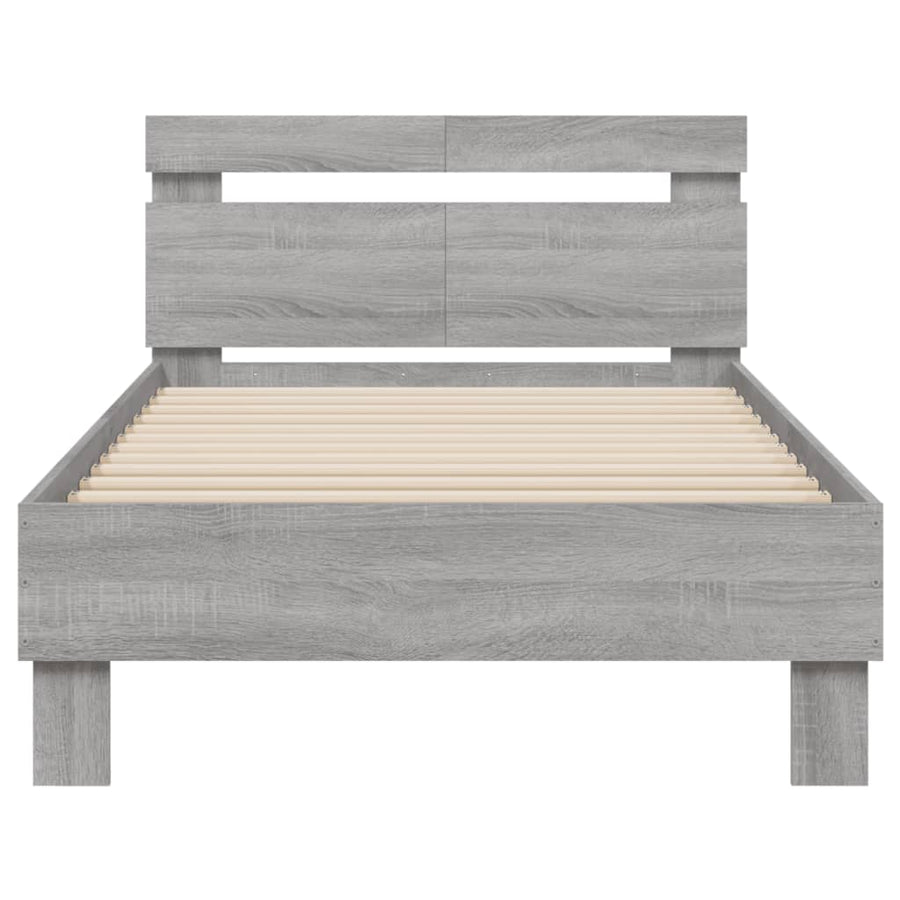 Bedframe Met Hoofdeinde Bewerkt Hout Grijs sonoma 100 x 200 cm