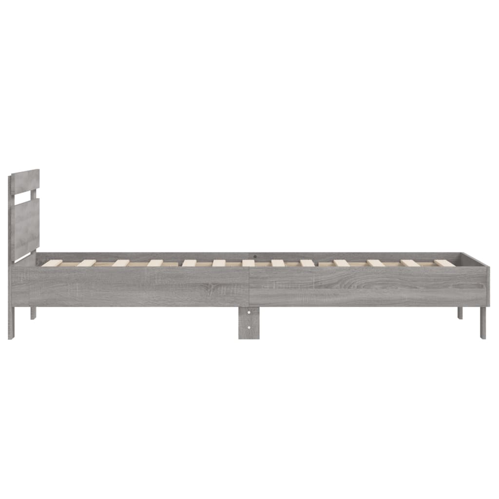 Bedframe Met Hoofdeinde Bewerkt Hout Grijs sonoma 100 x 200 cm