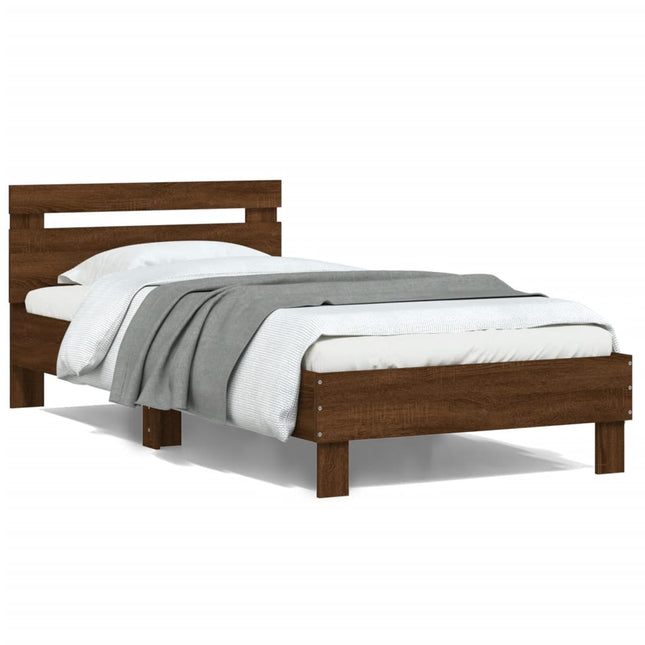 Bedframe Met Hoofdeinde Bewerkt Hout Bruineikenkleur bruin eikenkleur 100 x 200 cm