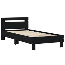 Bedframe met hoofdeinde bewerkt hout zwart 90x200 cm 90 x 200 cm Zwart