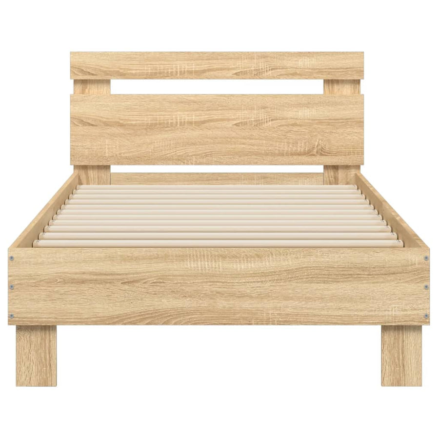 Bedframe met hoofdeinde bewerkt hout sonoma eiken 100x200 cm 90 x 200 cm Sonoma eiken