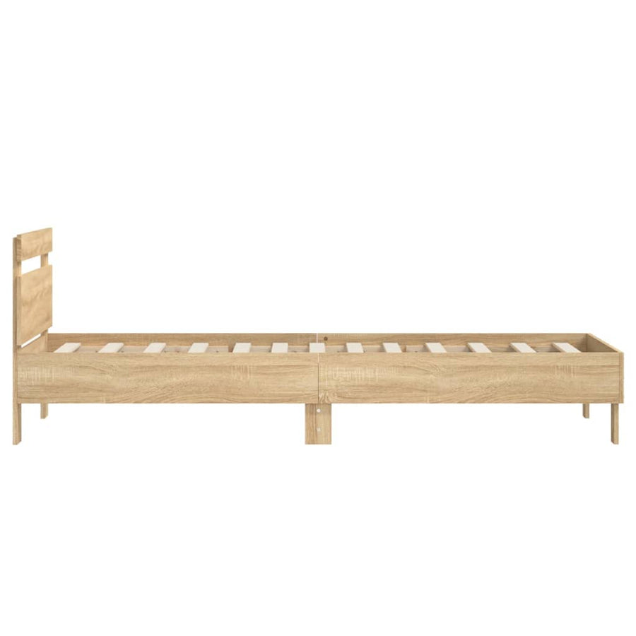 Bedframe met hoofdeinde bewerkt hout sonoma eiken 100x200 cm 90 x 200 cm Sonoma eiken