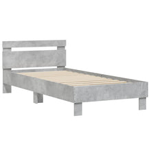 Bedframe met hoofdeinde bewerkt hout betongrijs 90x200 cm 90 x 200 cm Betongrijs