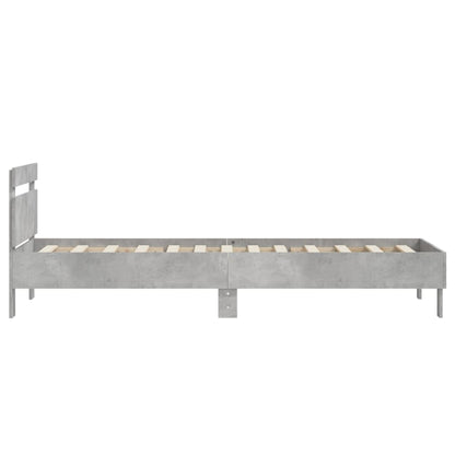 Bedframe met hoofdeinde bewerkt hout betongrijs 90x200 cm 90 x 200 cm Betongrijs