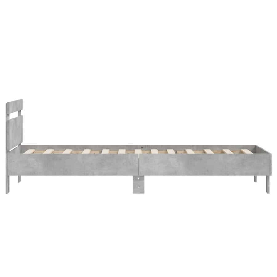 Bedframe met hoofdeinde bewerkt hout betongrijs 90x200 cm 90 x 200 cm Betongrijs