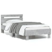 Bedframe met hoofdeinde bewerkt hout betongrijs 90x200 cm 90 x 200 cm Betongrijs
