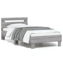 Bedframe Met Hoofdeinde Bewerkt Hout 90 x 200 cm Grijs sonoma