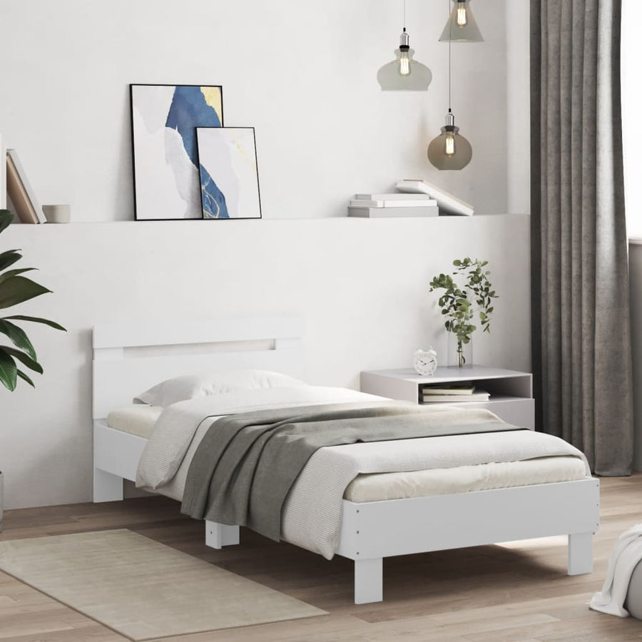 Bedframe Met Hoofdeinde Bewerkt Hout 90 x 190 cm