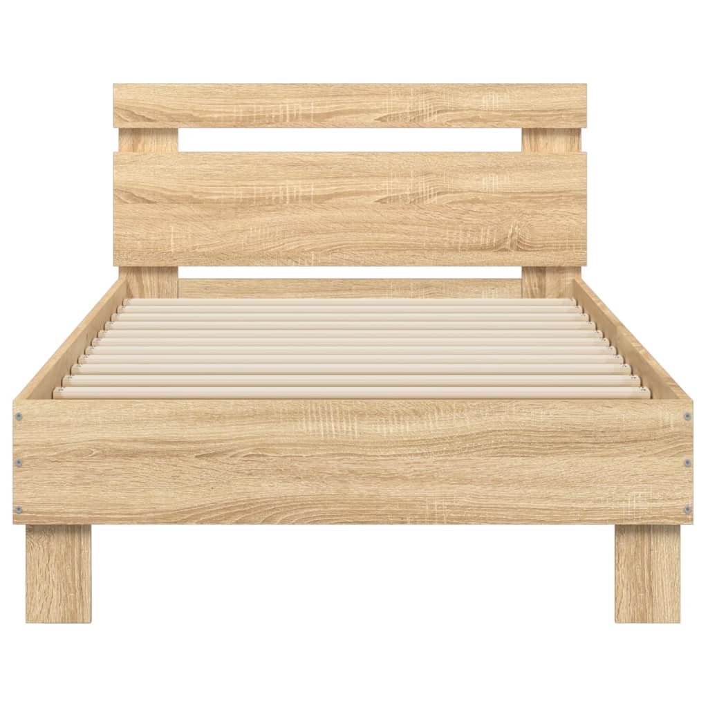 Bedframe met hoofdeinde bewerkt hout sonoma eiken 90x190 cm 90 x 190 cm Sonoma eiken