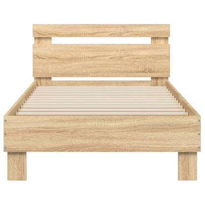 Bedframe met hoofdeinde bewerkt hout sonoma eiken 90x190 cm 90 x 190 cm Sonoma eiken